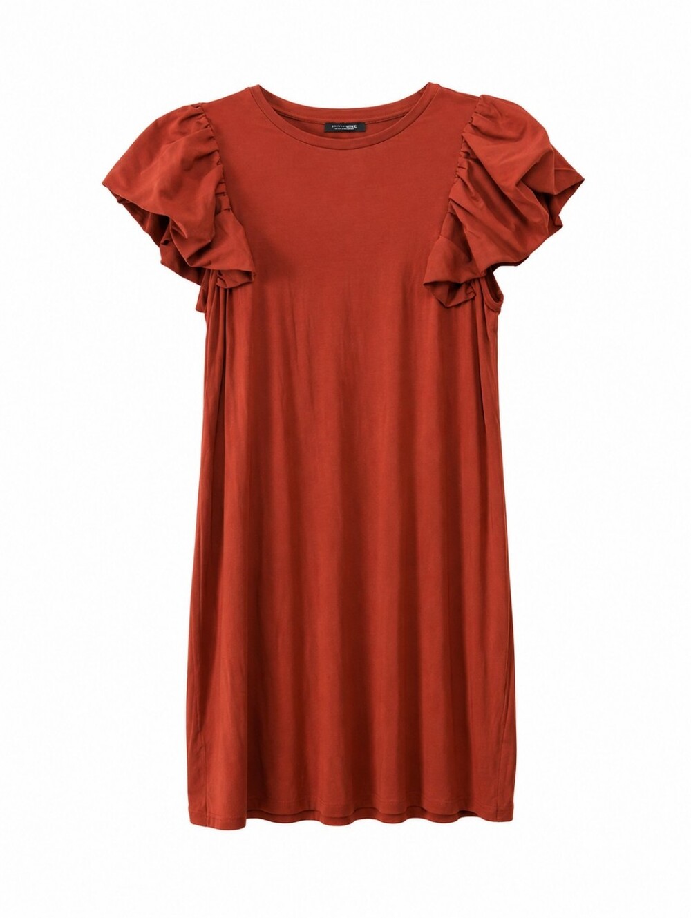 Express Rust Ruffle Sleeve Swing Dress - Picture 3 of 6